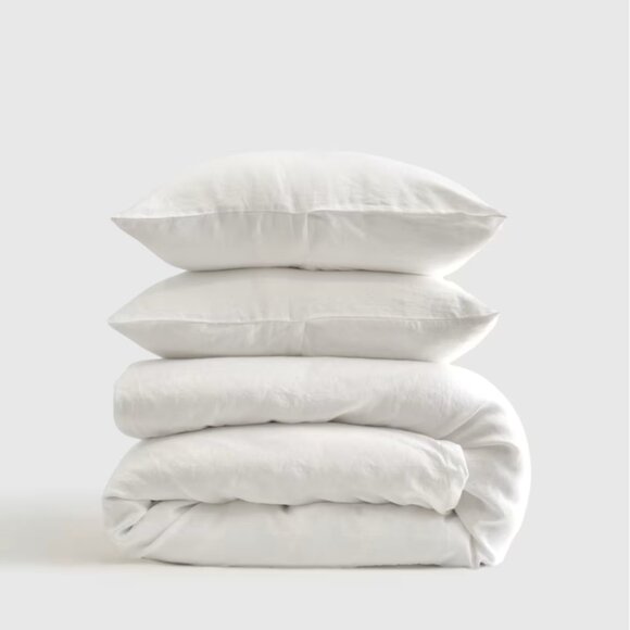 QUINCE~BRAND NEW~ European Linen Duvet Cover Set in "White" King/Cal King - Picture 1 of 2